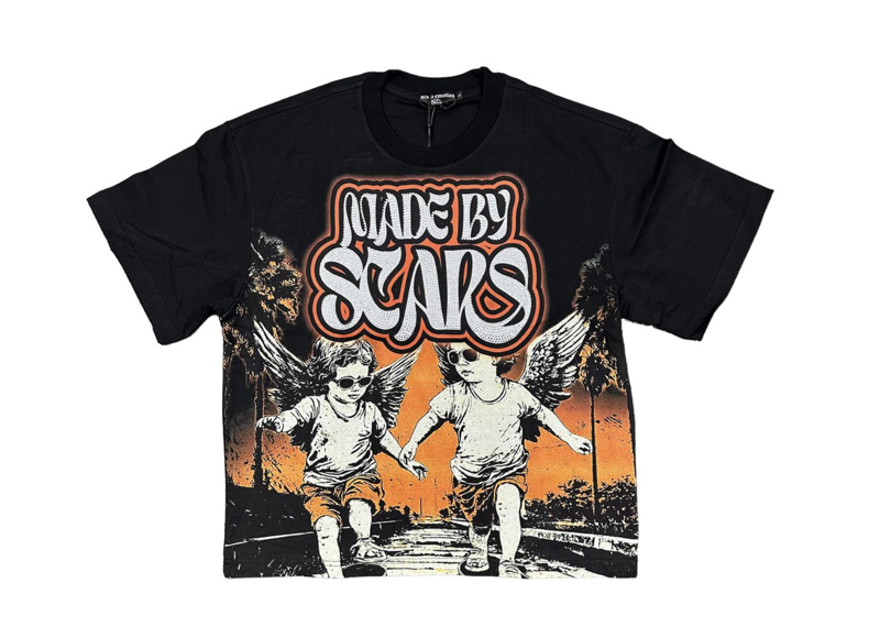 Twin Rhinestone Black Tee