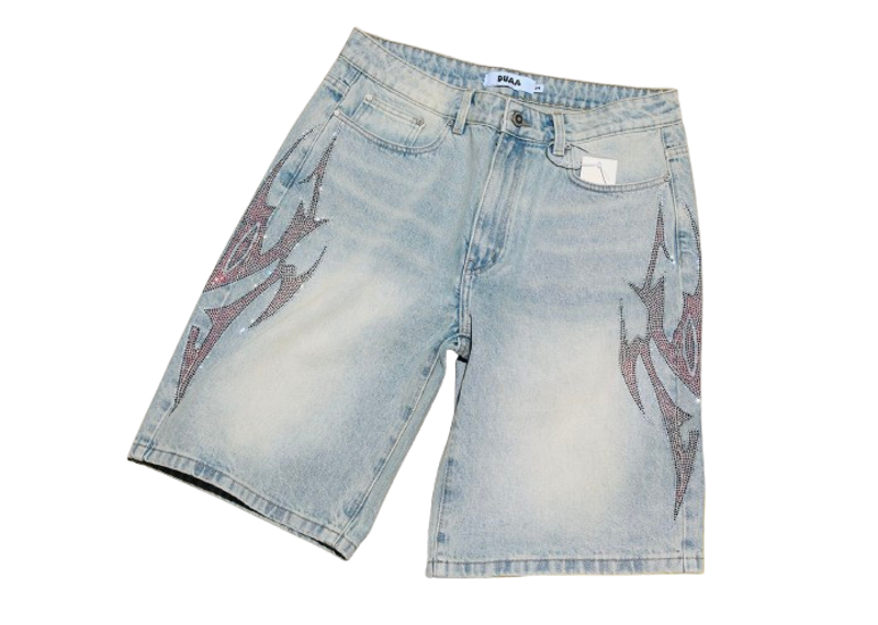 ACCOMPLISHED TRIBAL STONE DENIM SHORT