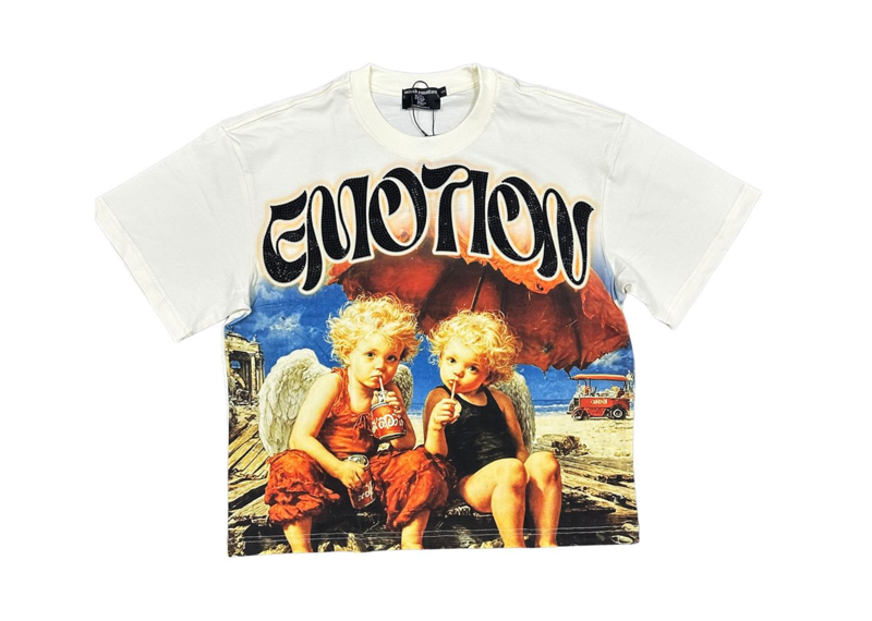 Twin Rhinestone Cream Tee