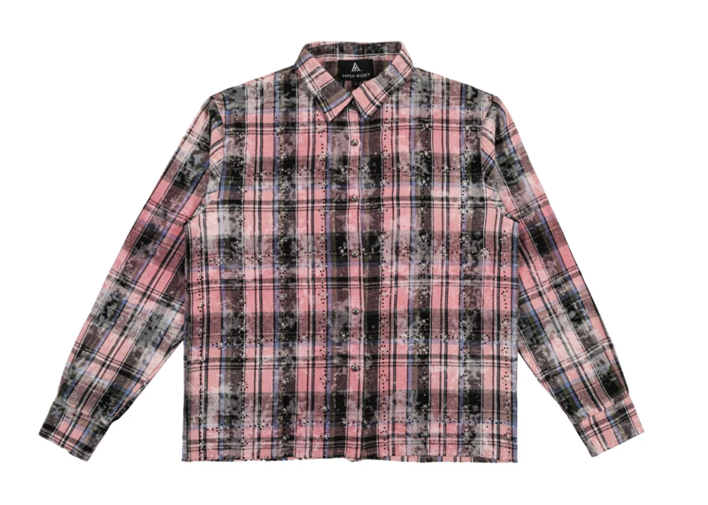 Paper Money Rhinestone Flannel L/S | Pink