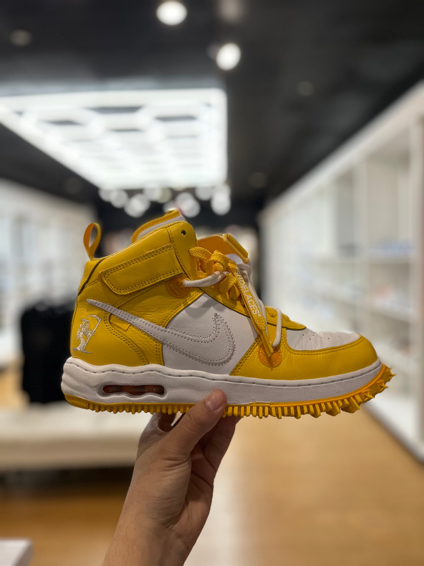 Off White X Air Force 1 Mid SP Leather Varsity Maize PRE-OWNED