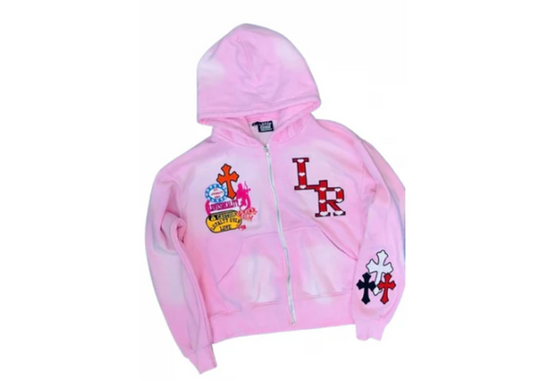 Loves Reality Wash Pink Zip Up