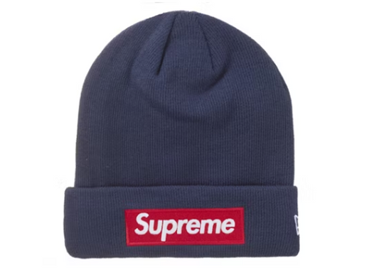 Supreme New Era Box Logo Beanie (Navy)