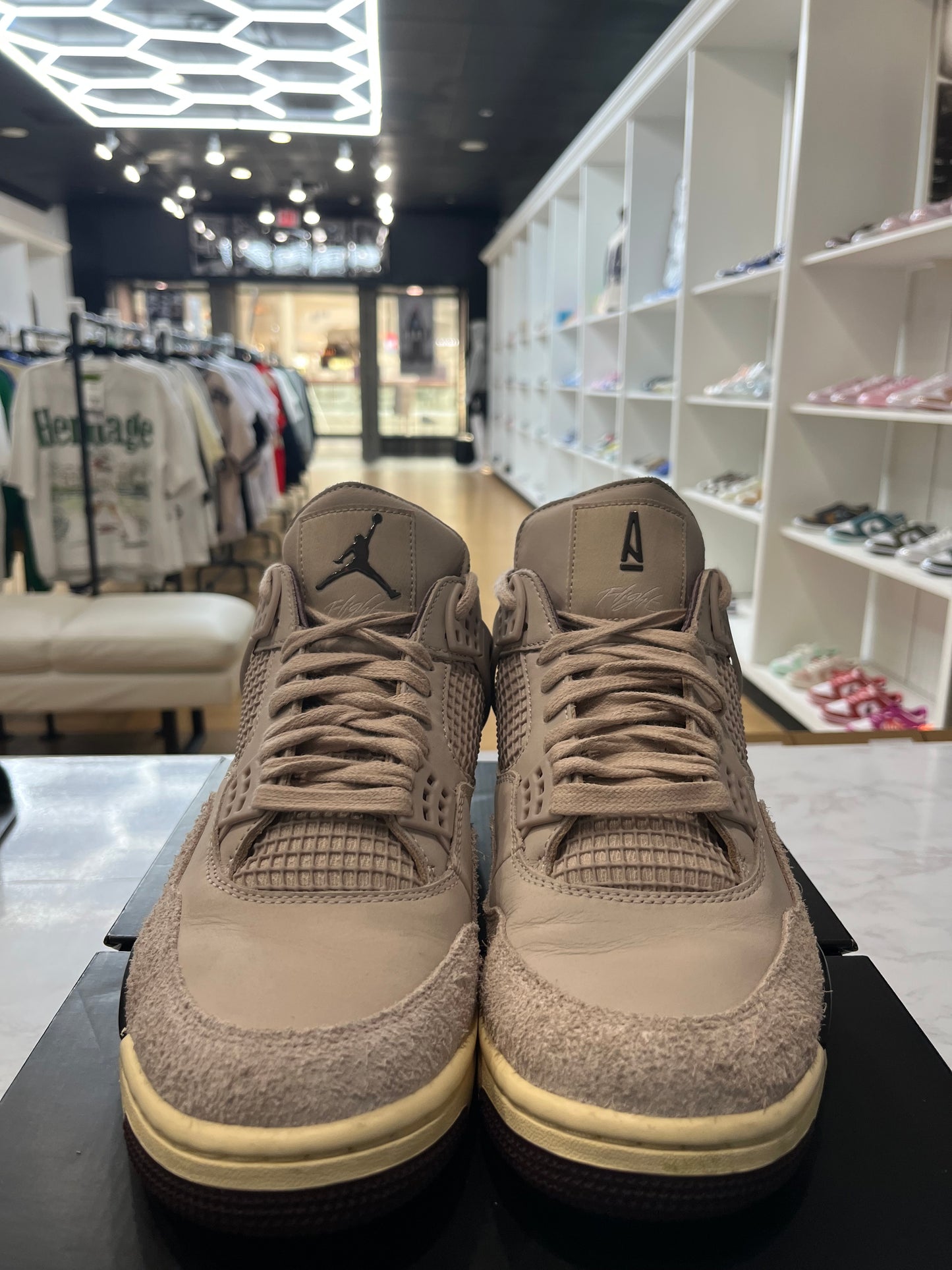 A Ma Maniere x Wmns Jordan 4 Retro Fossil Stone PRE OWNED