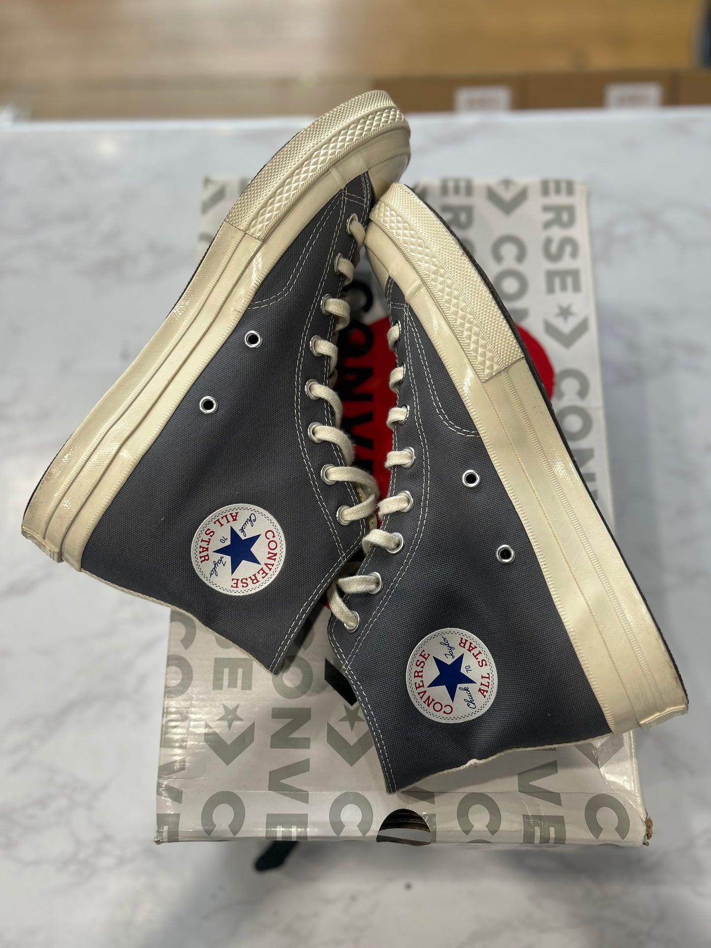 Comme Des Garcons PLAY X Chuck 70 High Steel Gray PRE-OWNED