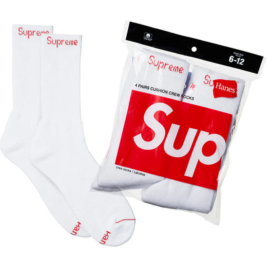 Supreme Hanes Crew Socks Crew Socks (4 Pack) White