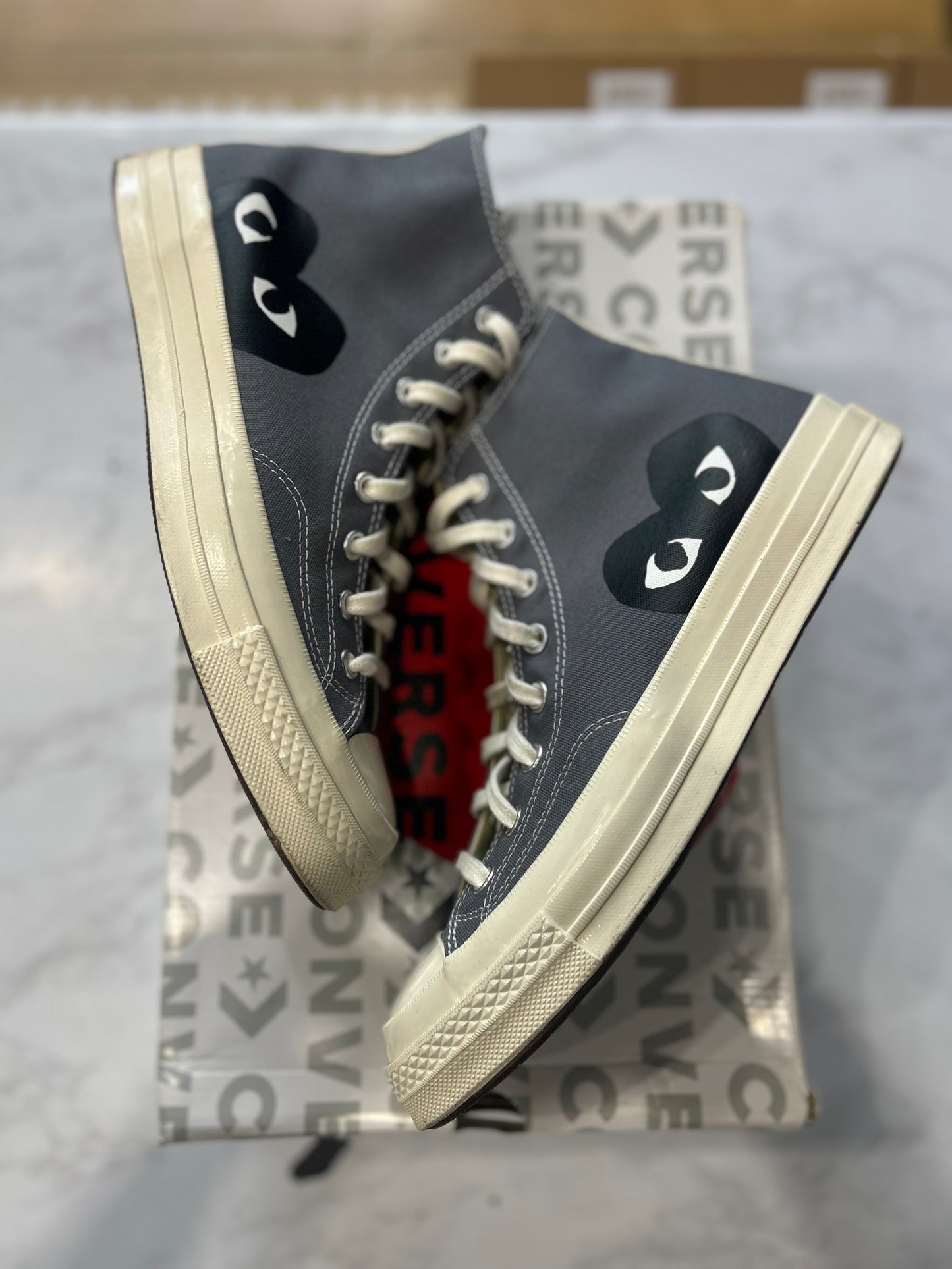 Comme Des Garcons PLAY X Chuck 70 High Steel Gray PRE-OWNED