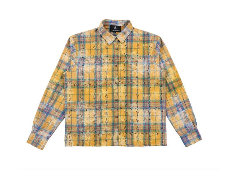 Paper Money Rhinestone Flannel L/S | Yellow
