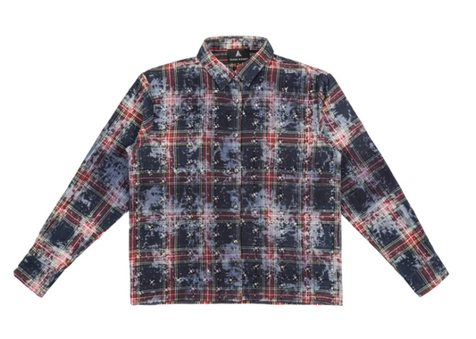 Paper Money Rhinestone Flannel L/S | Blue/Red