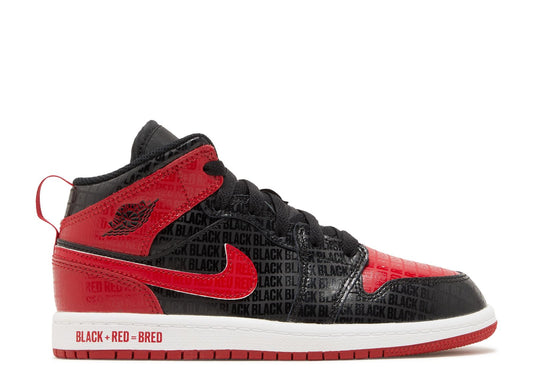 Air Jordan 1 Mid SS PS Black + Red = Bred